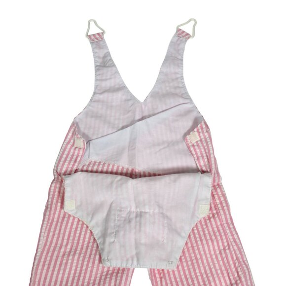 Vtg Doll Clothes Real Baby Pink Striped Overalls Hasbro 80s CPK Fit Seersucker - Picture 4 of 6